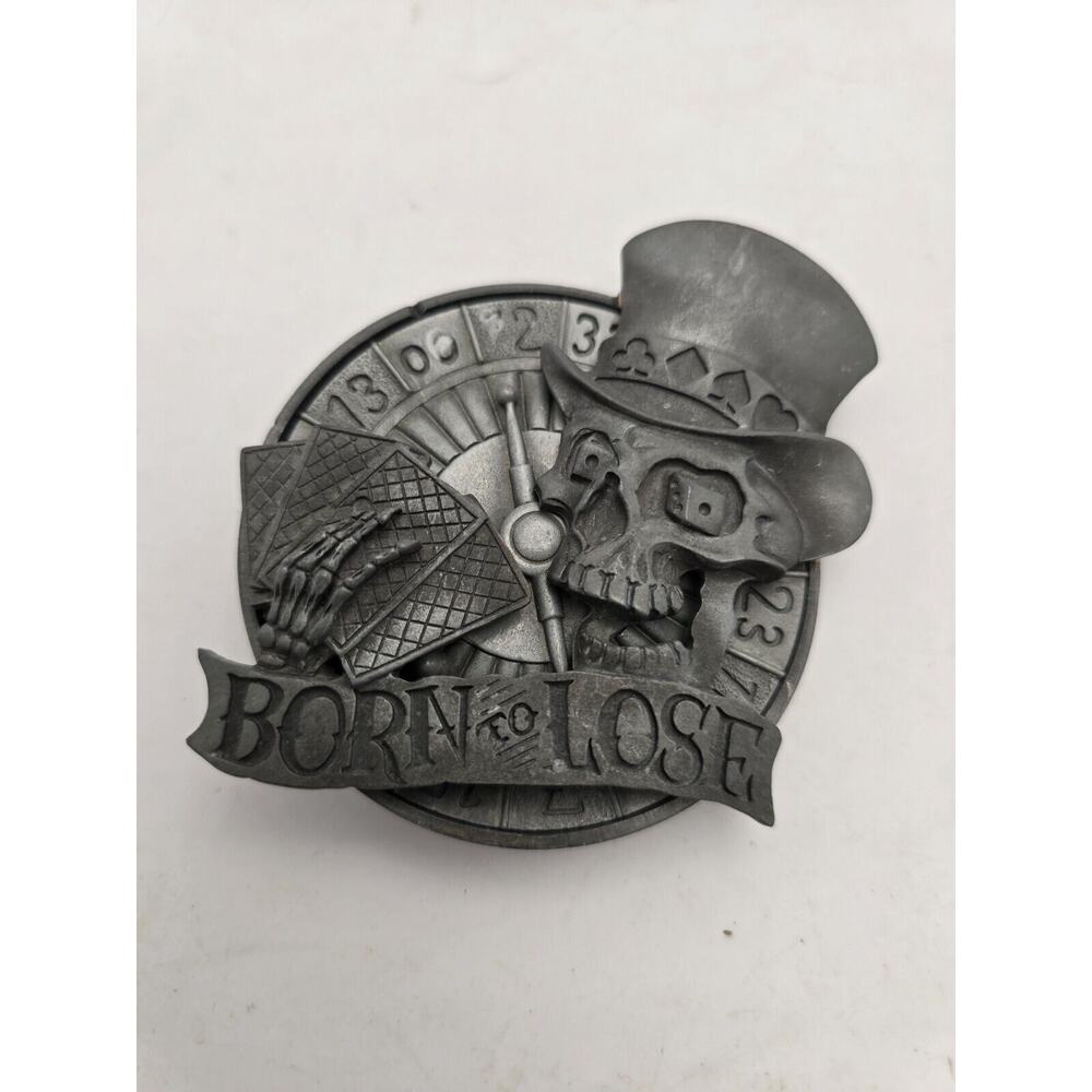 Felon Clothing Silver Tone “Born To Lose” Spinning Belt Buckle 2003 Vtg